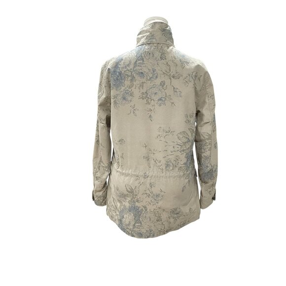 Chaps Beige Floral Utility Jacket Womens Small Military Style Cotton Spring Casu - Picture 9 of 10